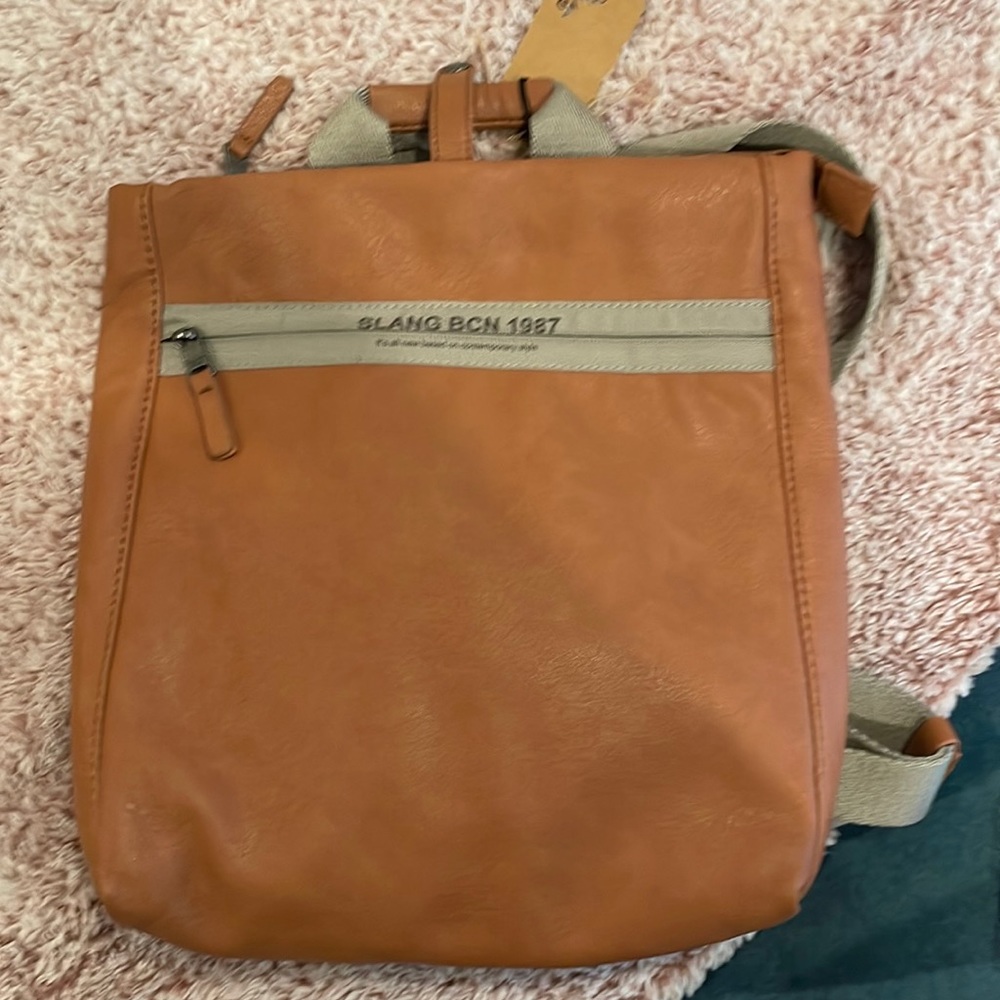 Real leather backpack